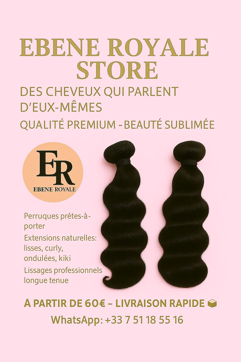 3 Tissages Body Wave (Ondule) 20 Pouces Vietnamiens. Tissages Ondulés Premium